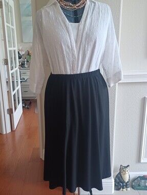 Susan Graver XL Black Skirt - Silky & Stretchy 29" Length Swingy Hem